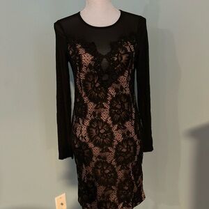 Haute Monde Black Floral Lace Dress